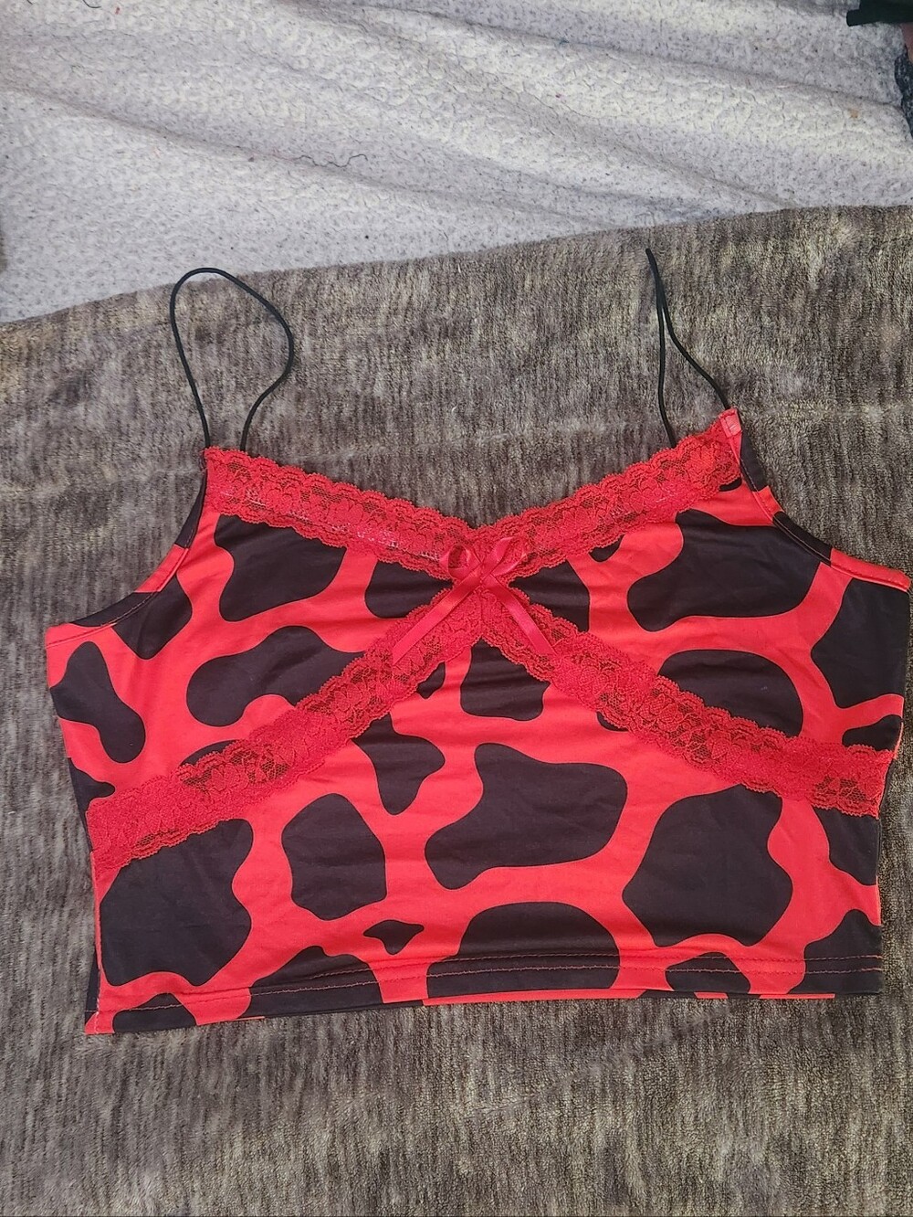 "Naughty MOOtives" Cow Cami Crop Top